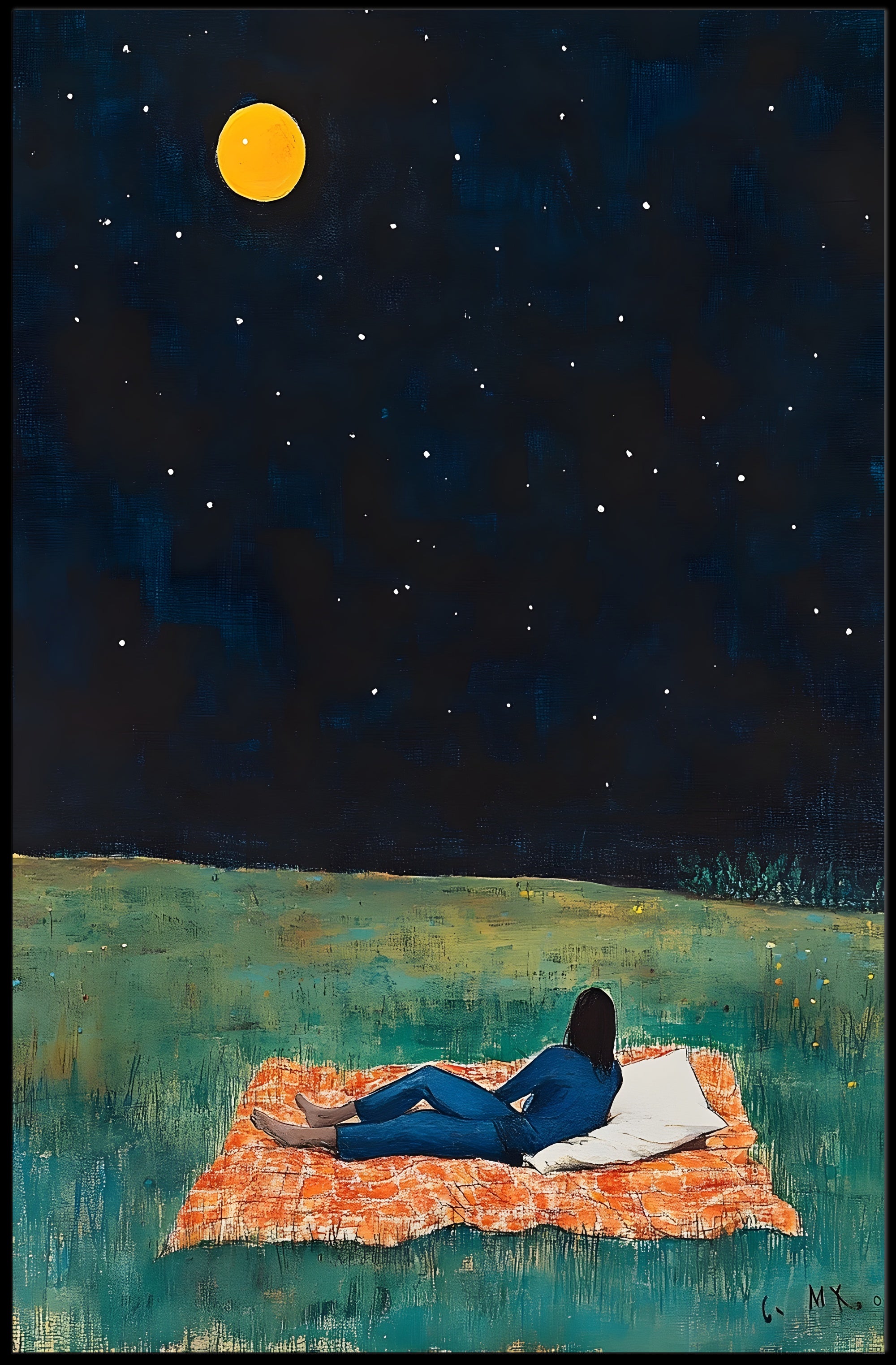 Stargazing Serenity Poster Night Sky Wall Art Print