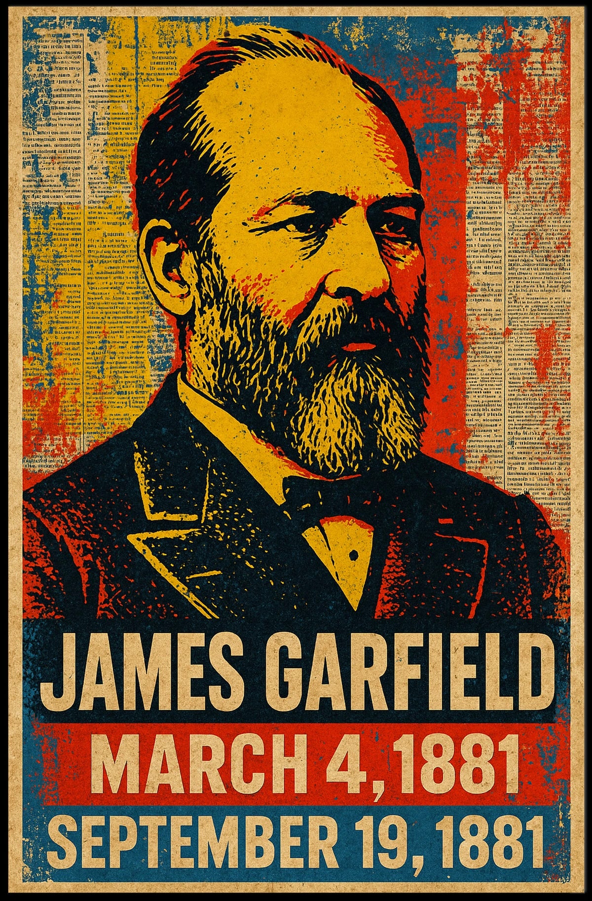 James A. Garfield 20th President of the United States Street Art Mashup Poster