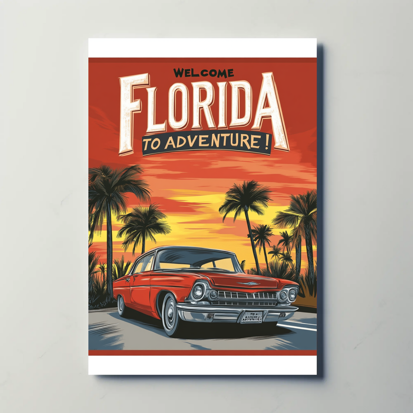 Florida Sunset Adventure Vintage Travel Poster