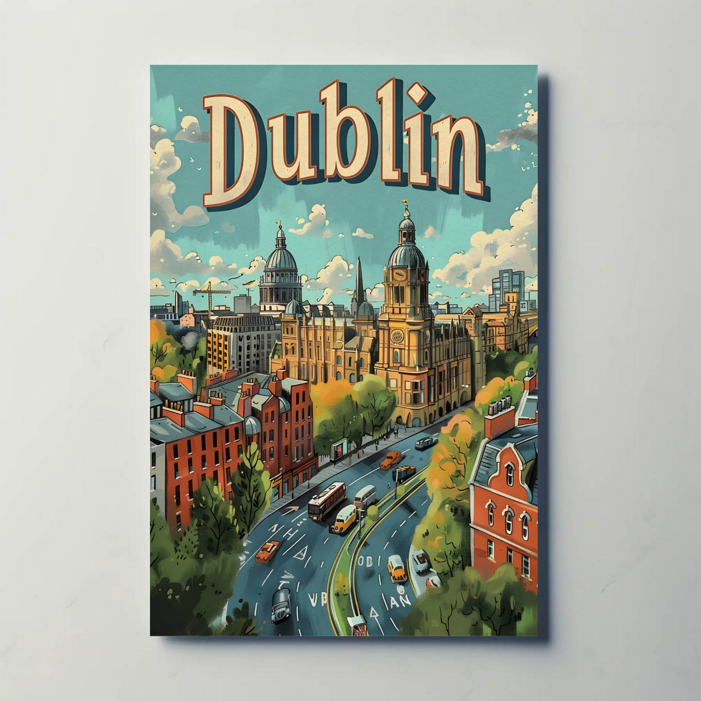 Vintage Poster - Dublin Skyline View