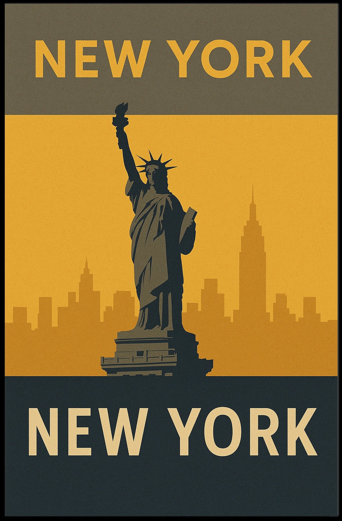 New York City Skyline Icon Poster Vintage Wall Art