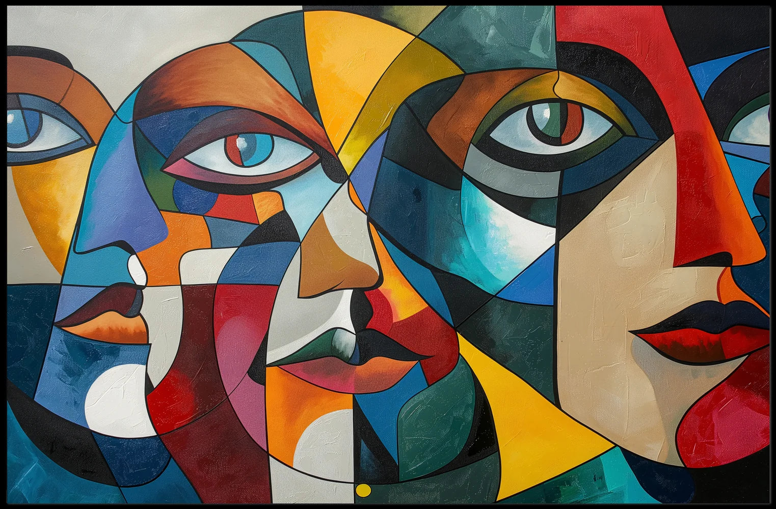 Cubist Faces Abstract Art Poster for Modern Interiors