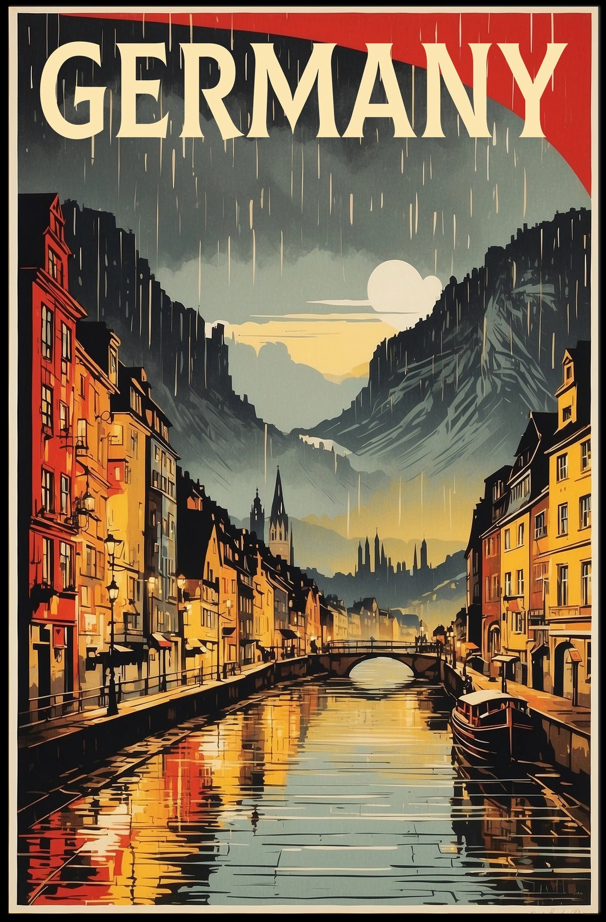 Germany Scenic Rainy Cityscape Poster