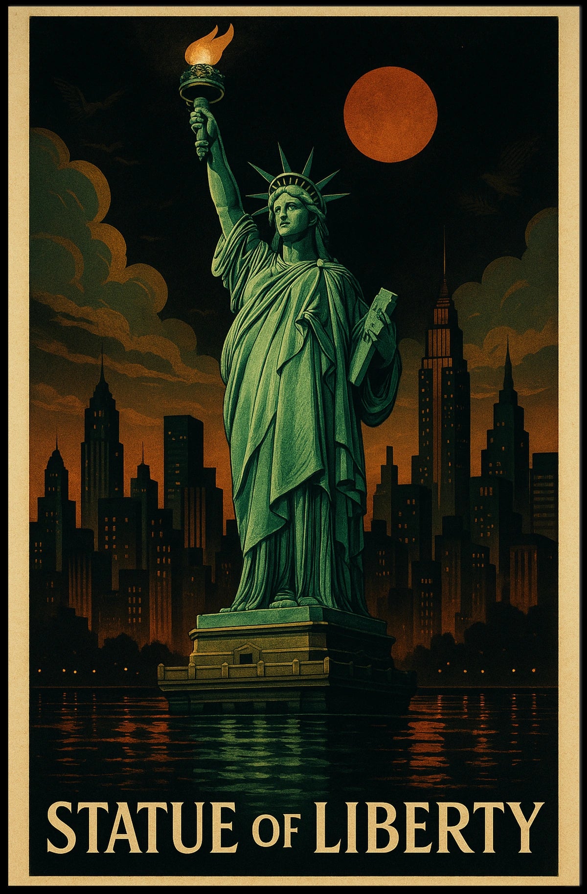 Statue of Liberty during mysterious twilight Urban or Cityscape Poster