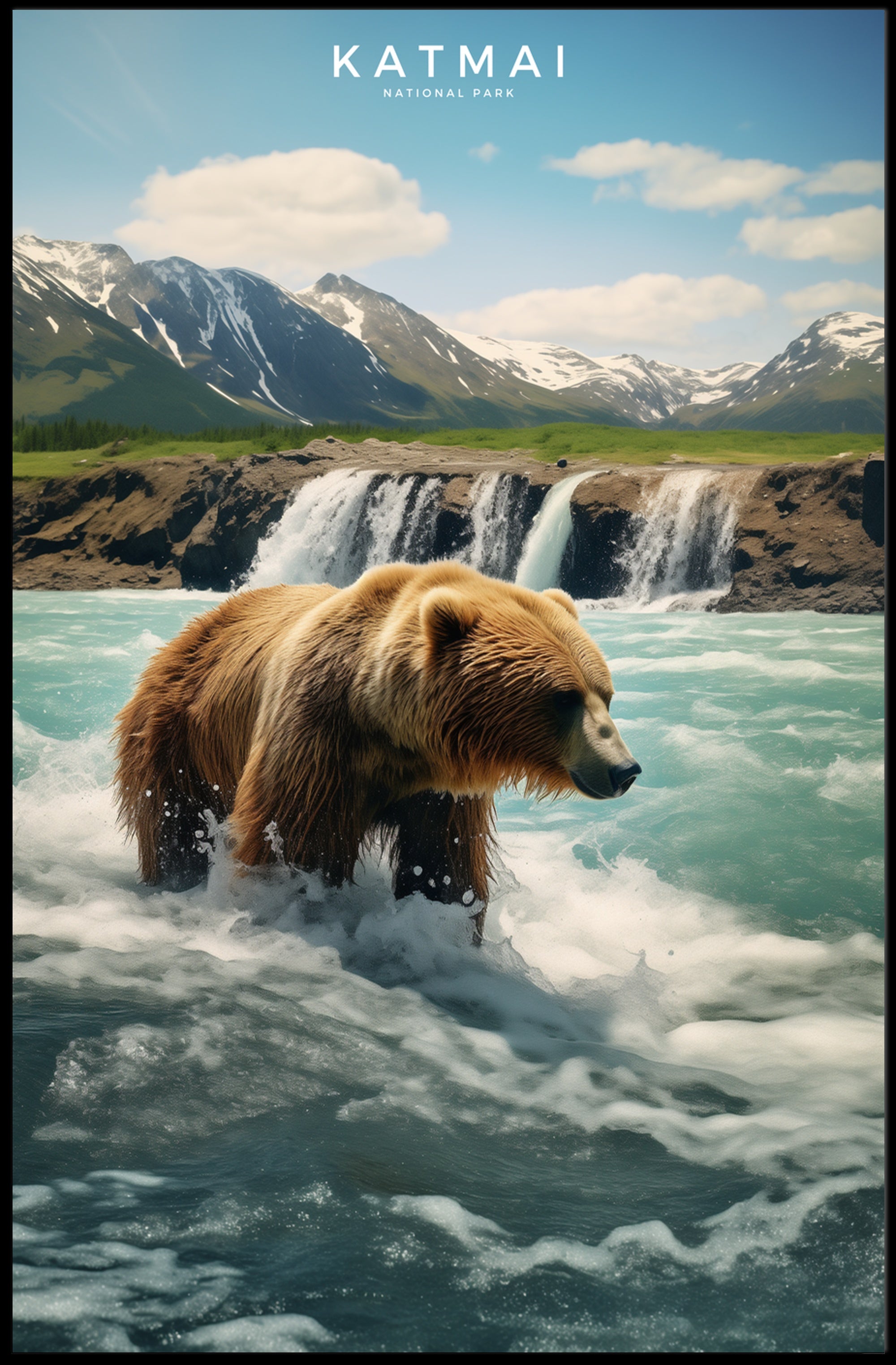 Katmai National Park Bear Poster Travel Print
