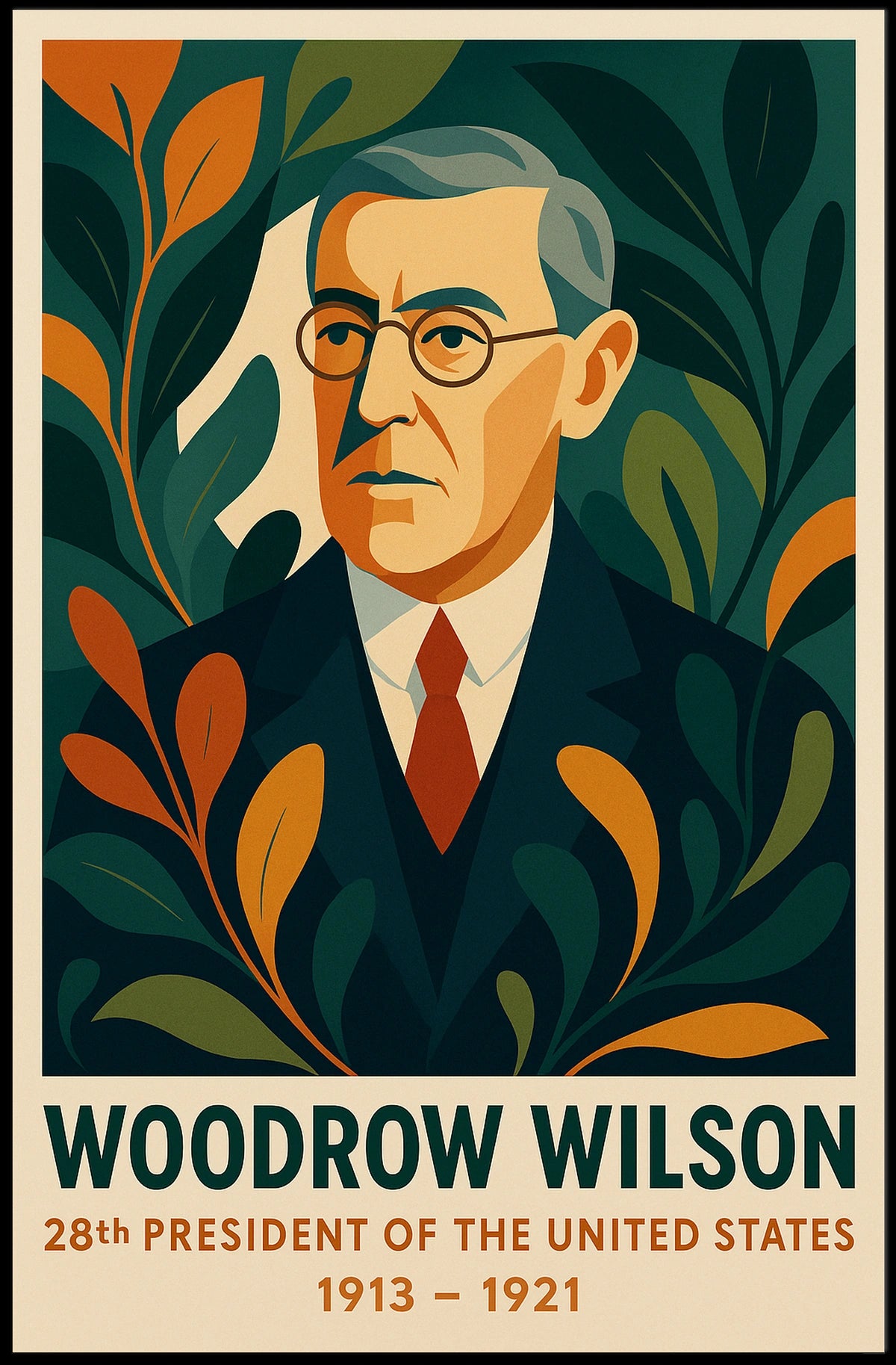 Woodrow Wilson Vintage Patriotic Graphic Art Poster
