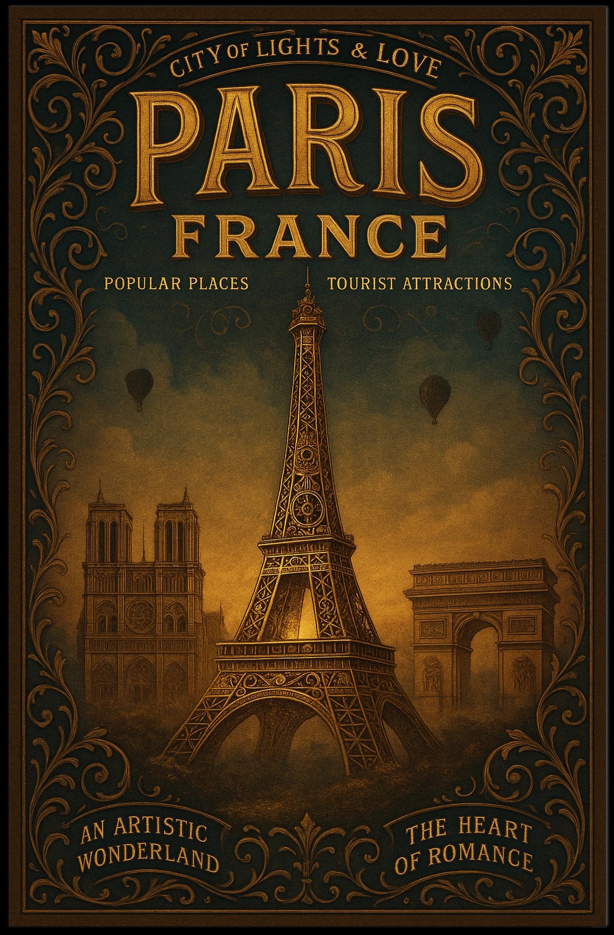 Paris City of Lights Vintage Travel Poster