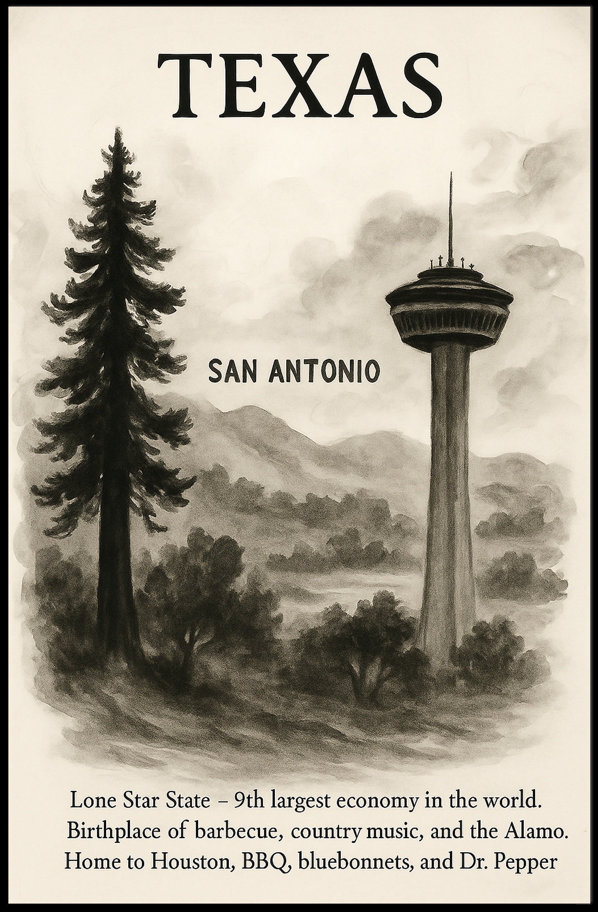 Texas The Lone Star State Poster PosterGoat