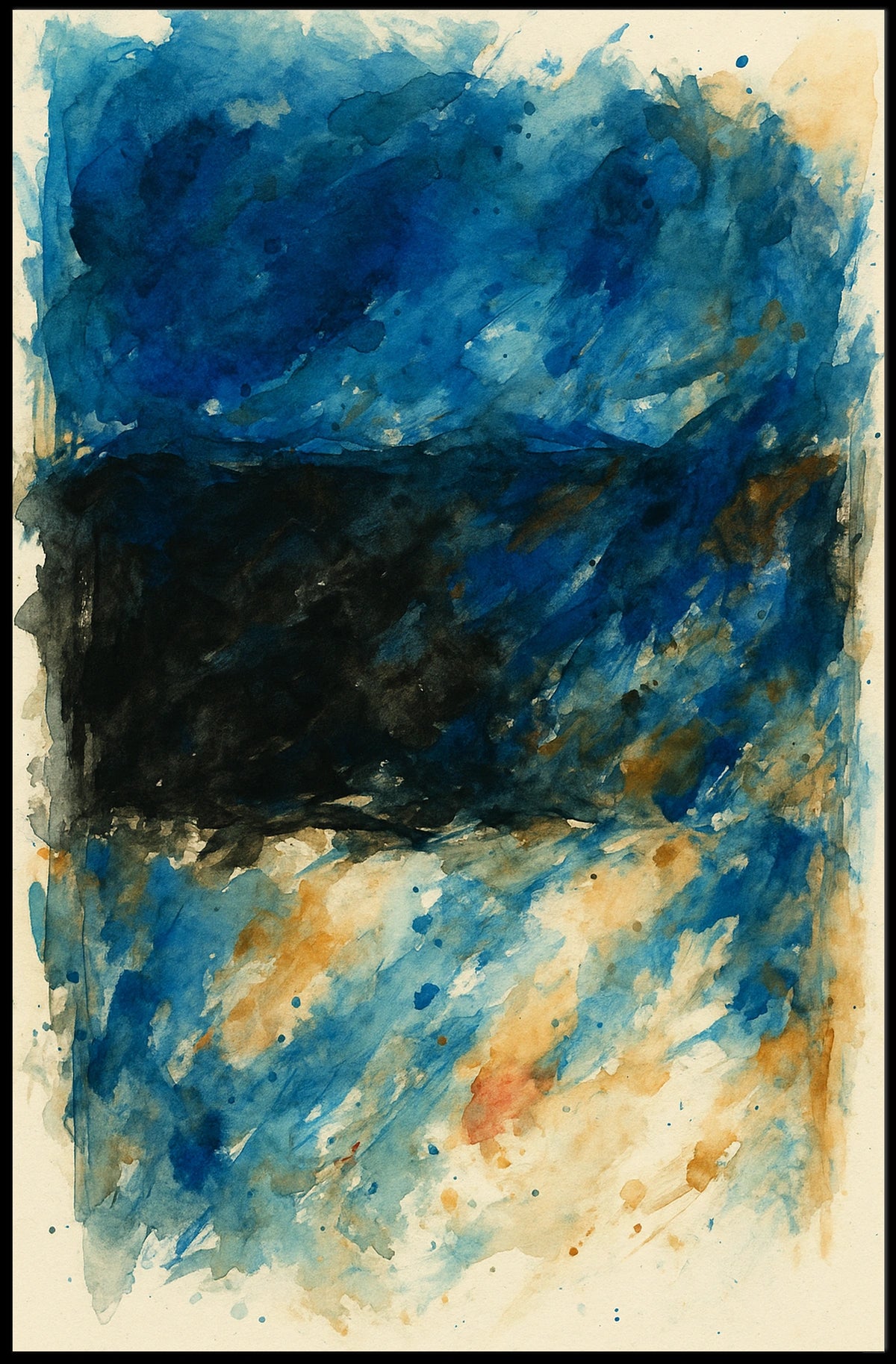 Abstract Blue And Black Composition Poster