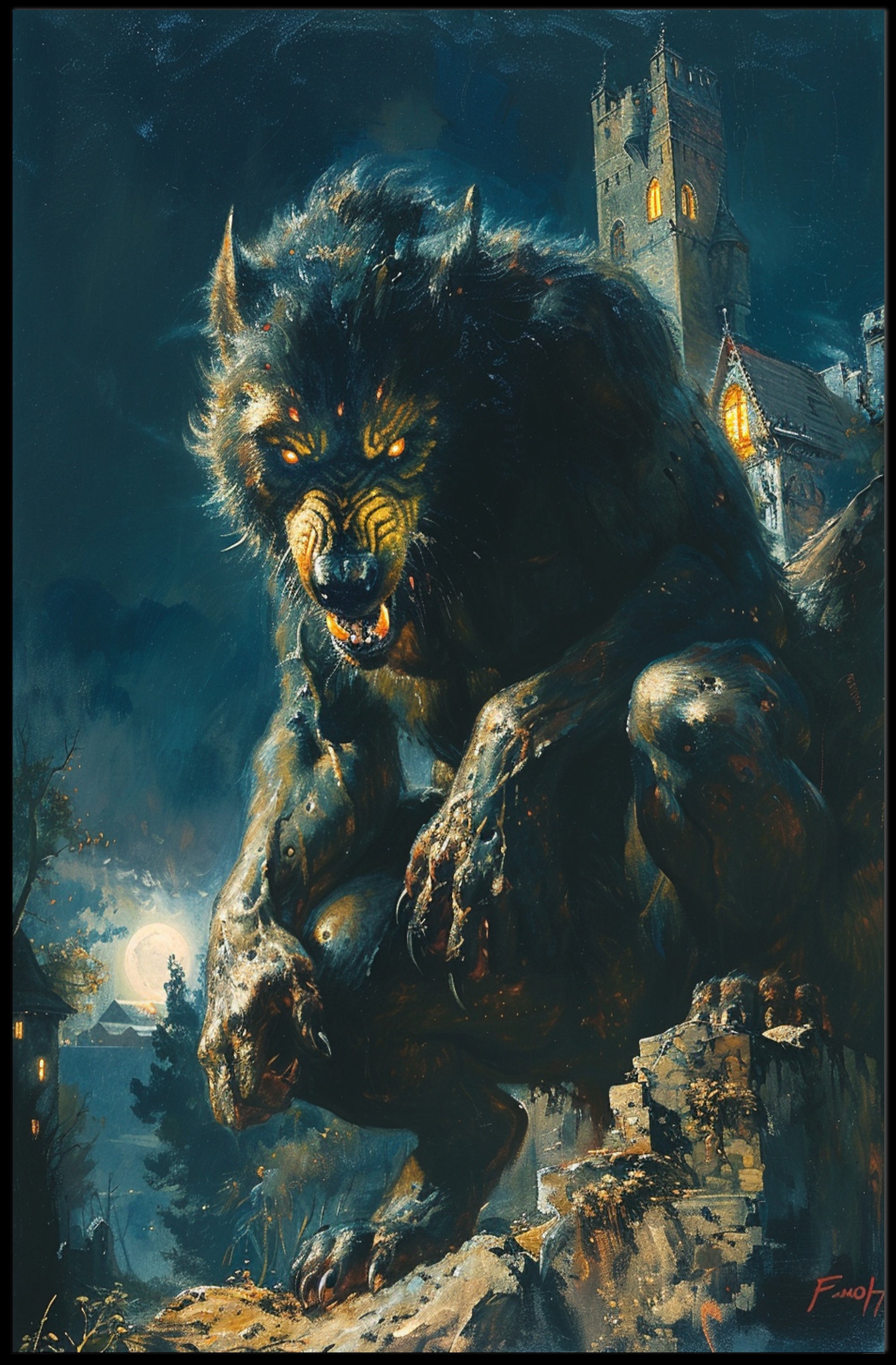 The Nocturnal Beast Art Poster for Home Decor and Art Lovers PosterGoat
