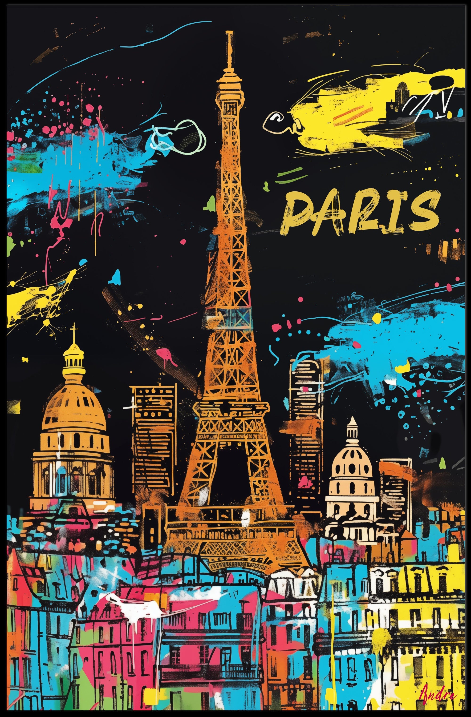 Vibrant Paris Skyline Poster