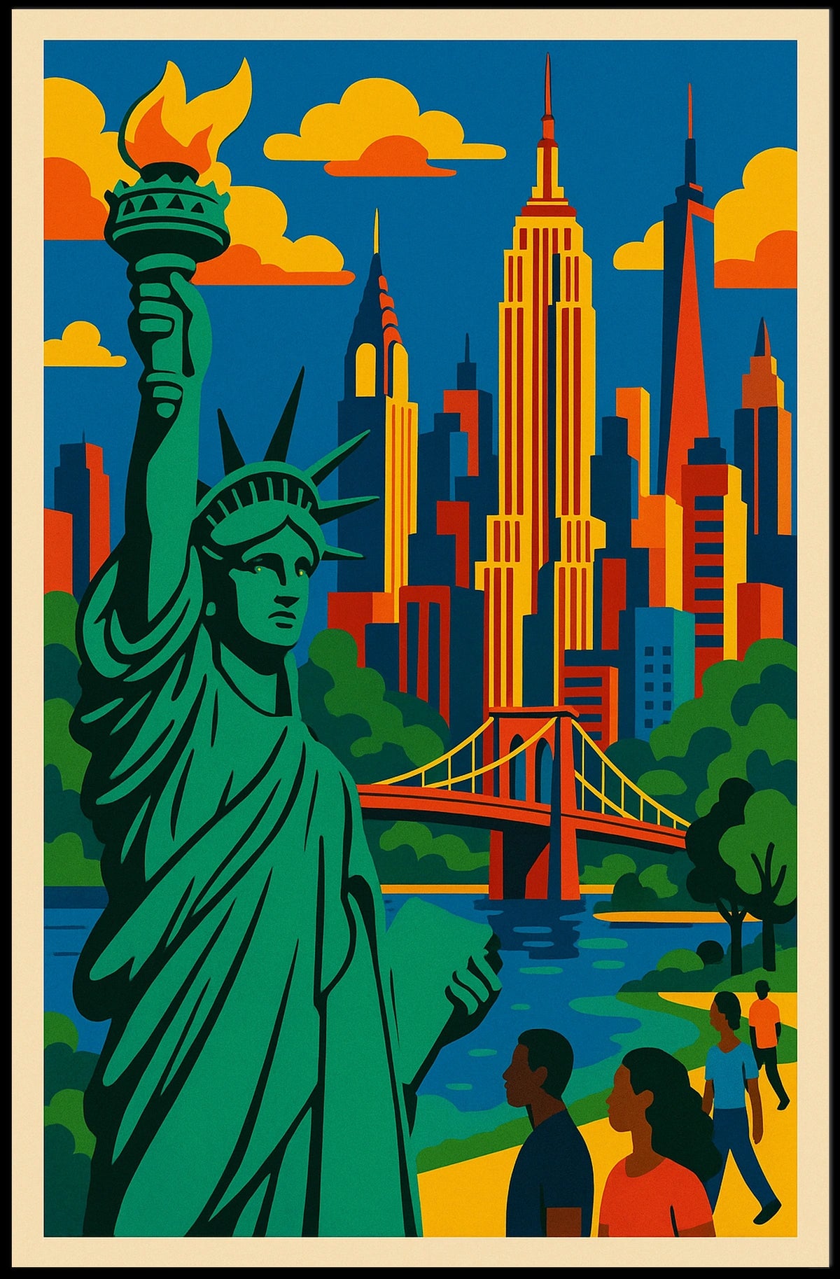 New York City Skyline Poster Modern Urban Wall Art
