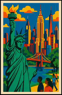 New York City Skyline Poster Modern Urban Wall Art