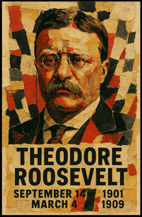Theodore Roosevelt 26th President of the United States Layered paper Collage Poster