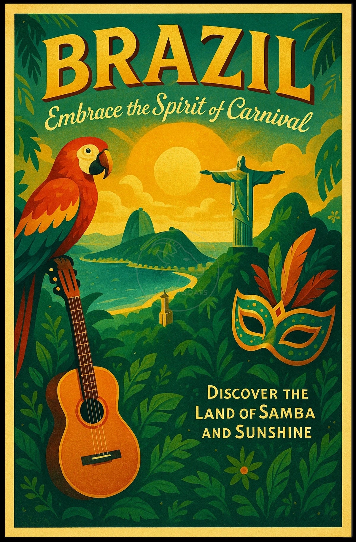 Brazilian Vibes Vintage Travel Poster