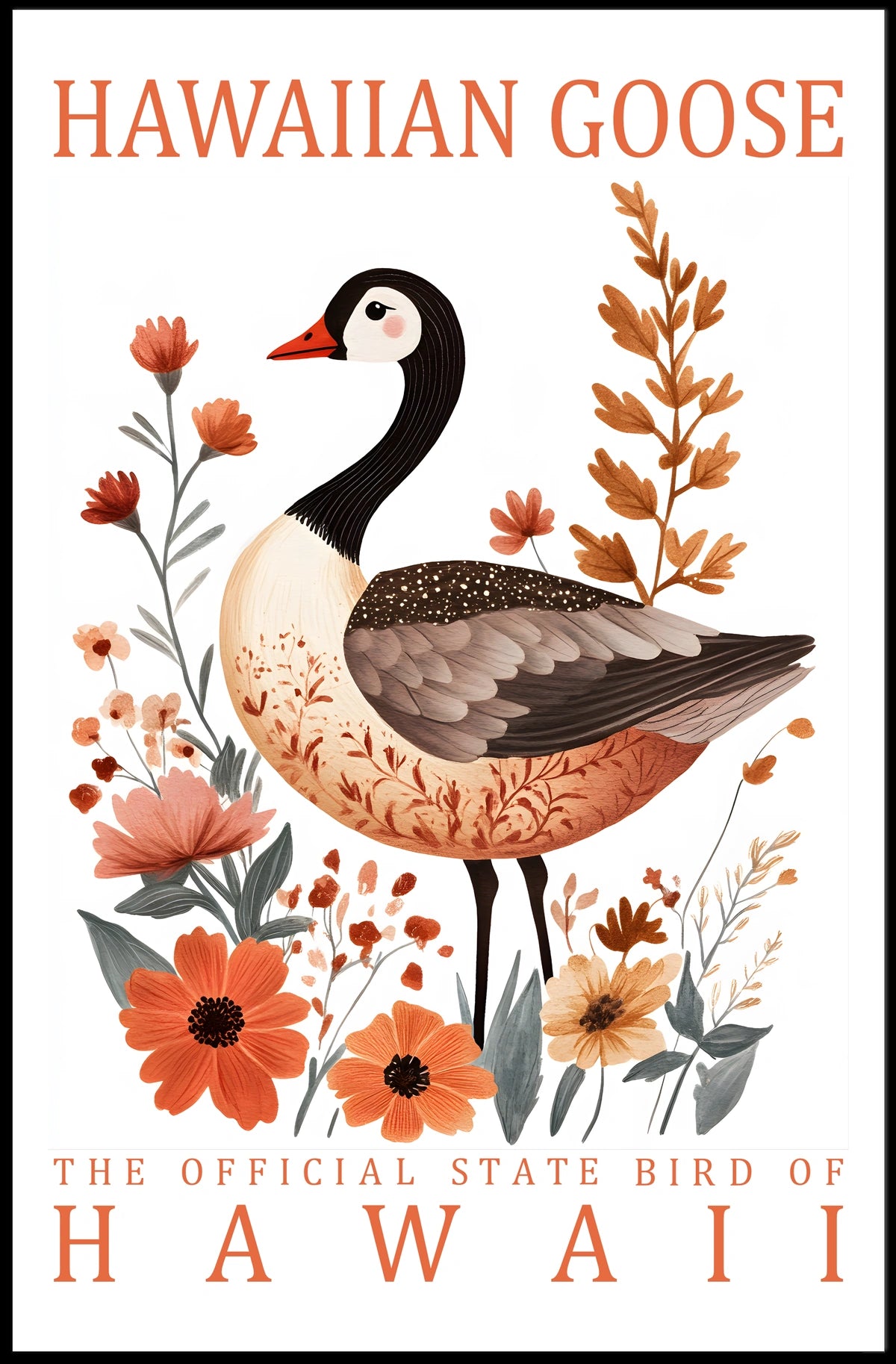 The poster features an illustrated depiction of the Hawaiian Goose, also known as Poster