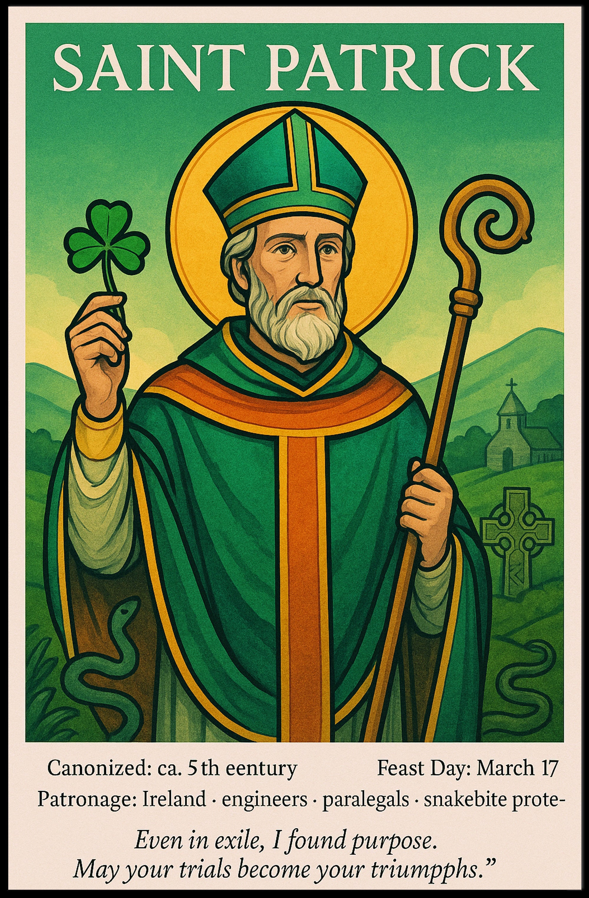Saint Patrick Patron of Ireland Poster PosterGoat