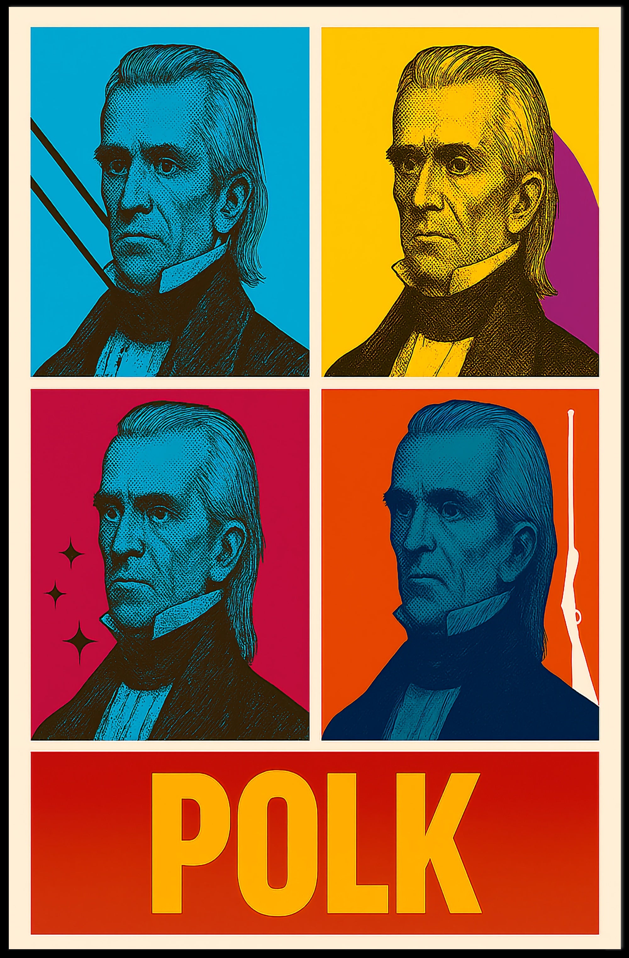 Warhol-Inspired Historical Portrait Pop Art Poster