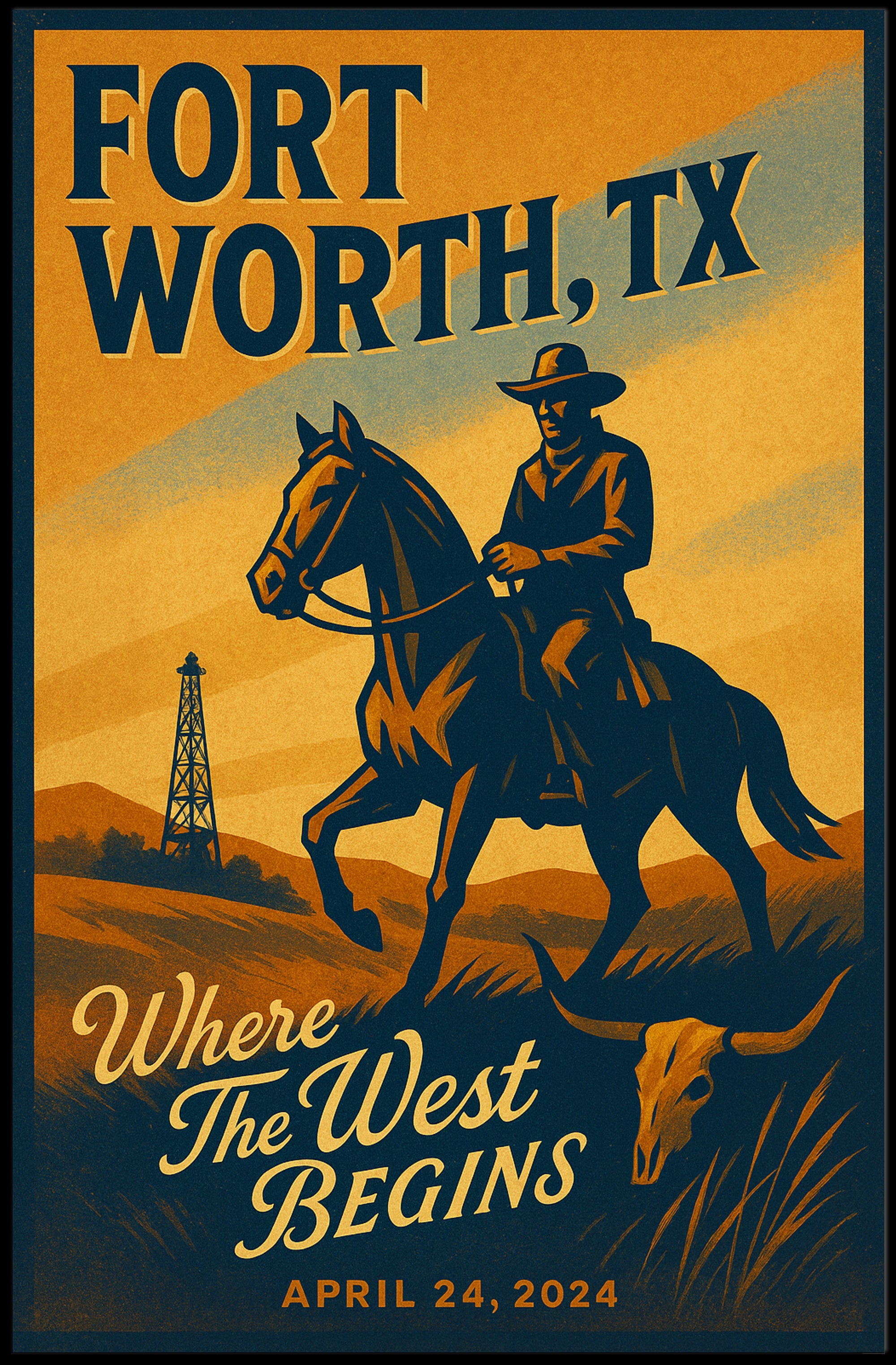 Fort Worth, TX Where the West Begins Poster PosterGoat