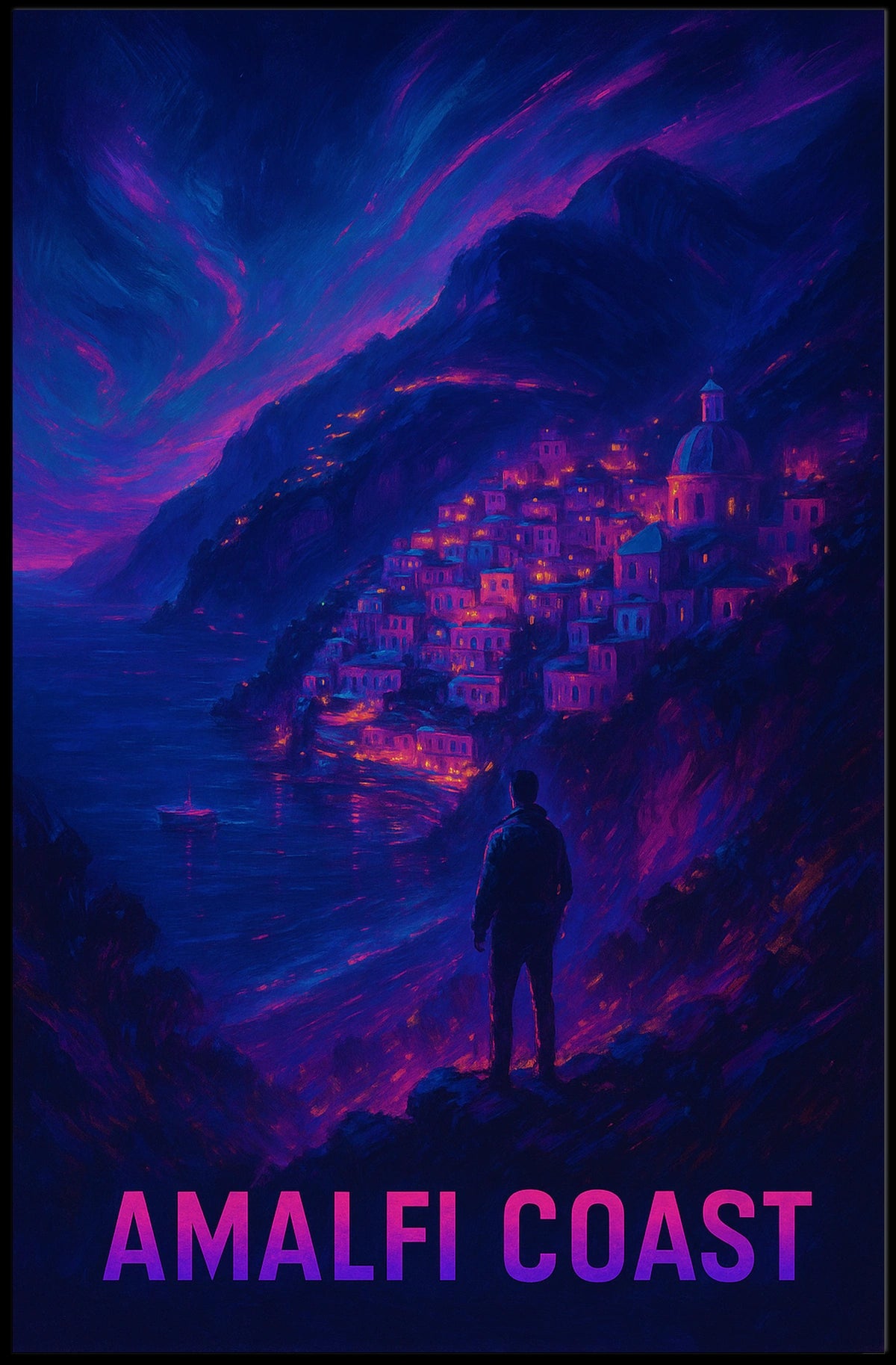 Amalfi Coast Enchanting Nightscape Poster