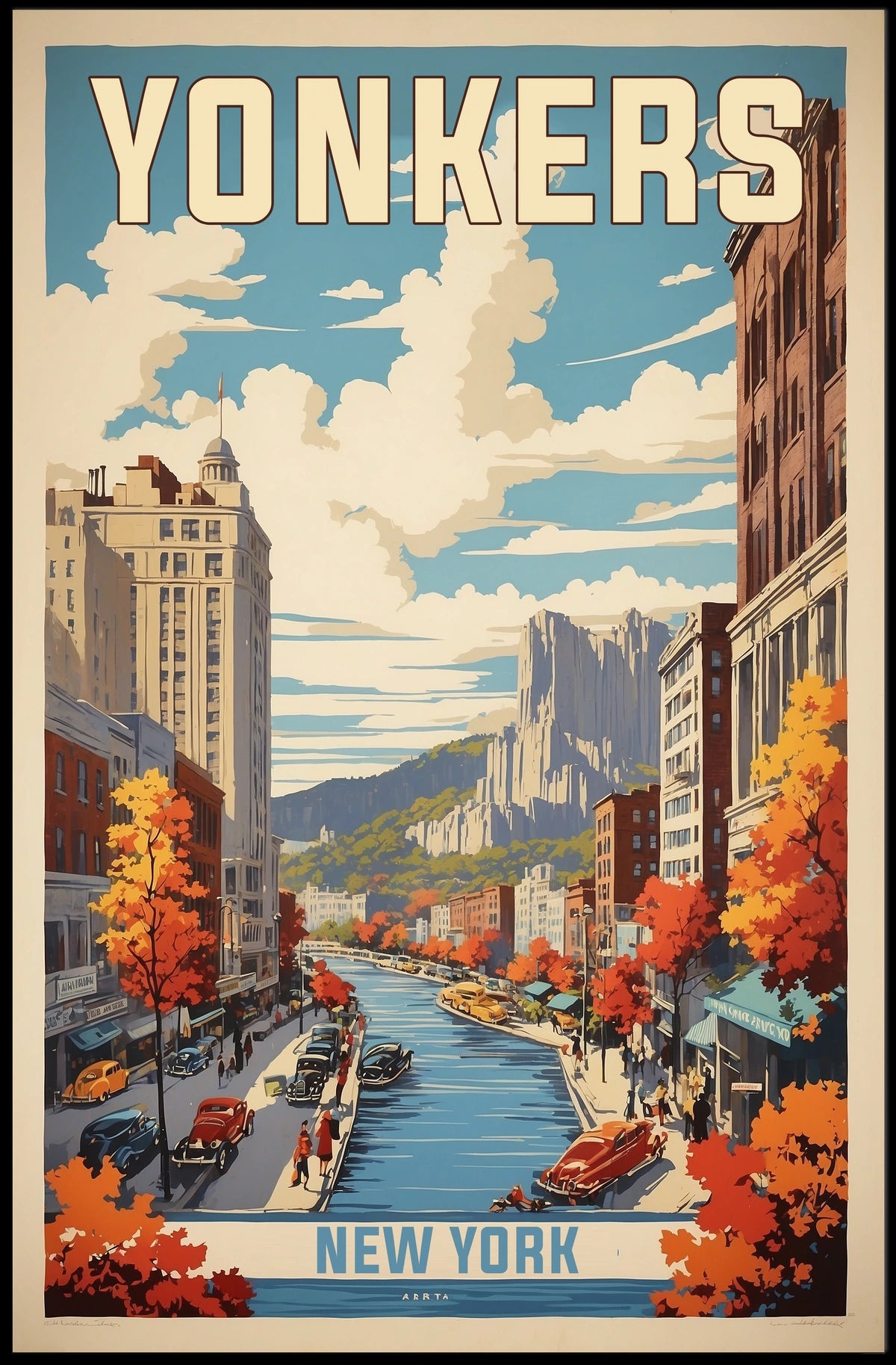 Yonkers Autumn Cityscape Art in Urban or Cityscape Poster