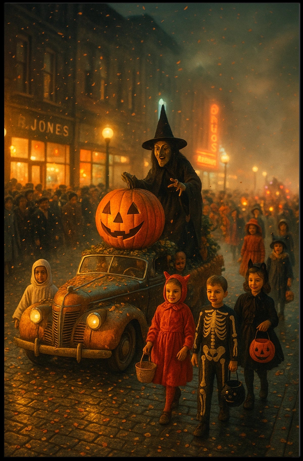 Nostalgic Halloween Parade Vintage Storybook Style Classic Halloween Nostalgia Collector Poster