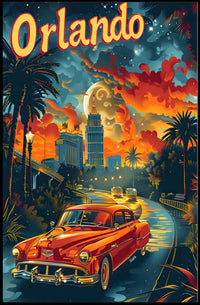 Vintage Orlando Adventure: Classic Car Travel Poster