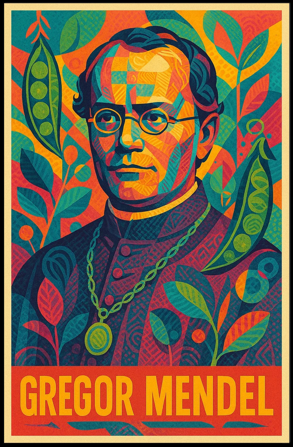 Gregor Mendel Genetics Pioneer Educational Poster