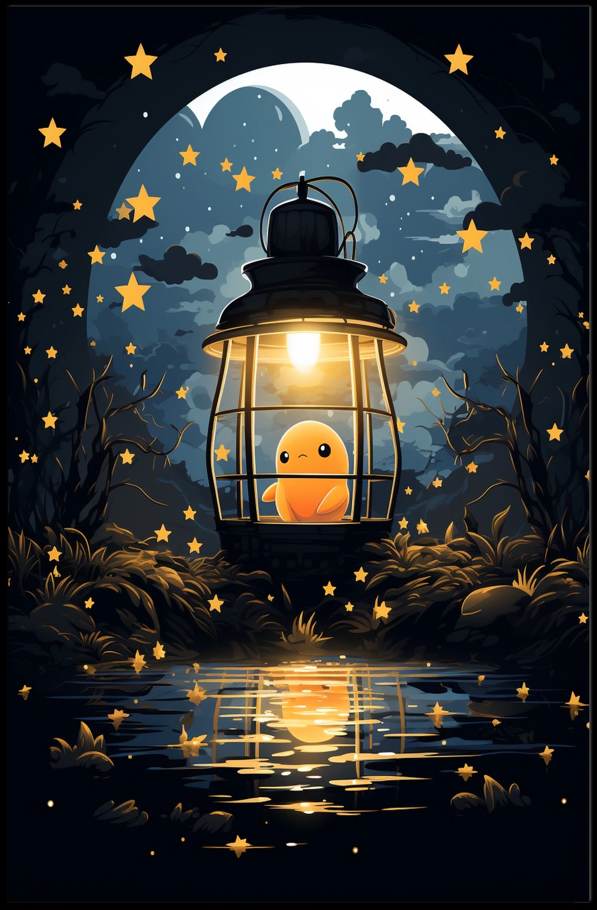 Starry Night Lantern Poster