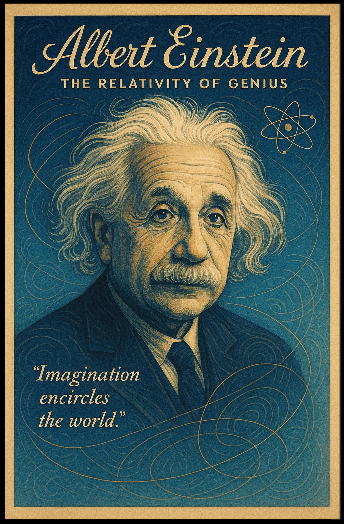 Albert Einstein Inspirational Genius Vintage Art Poster