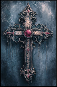 Gothic Cross With Jewels Poster