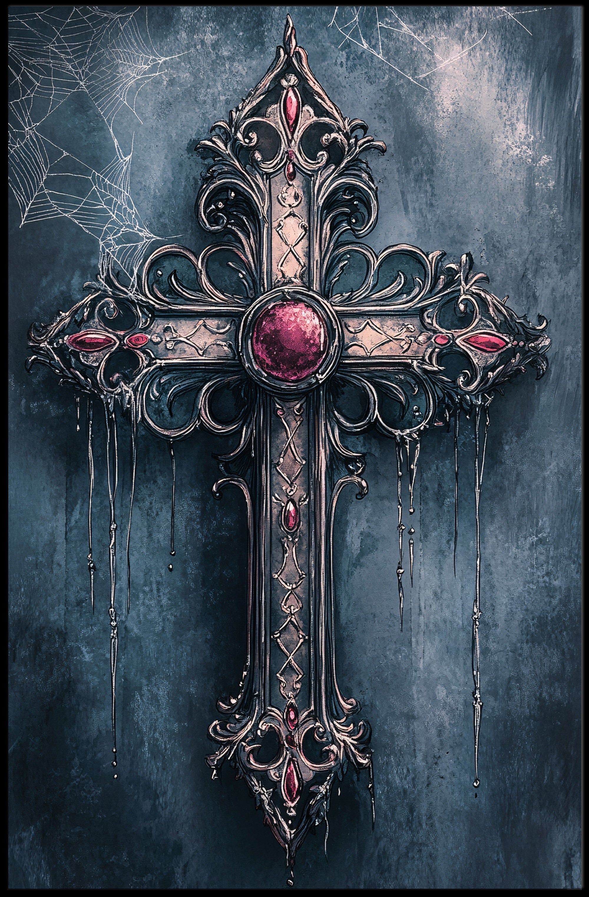 Gothic Cross With Jewels Poster