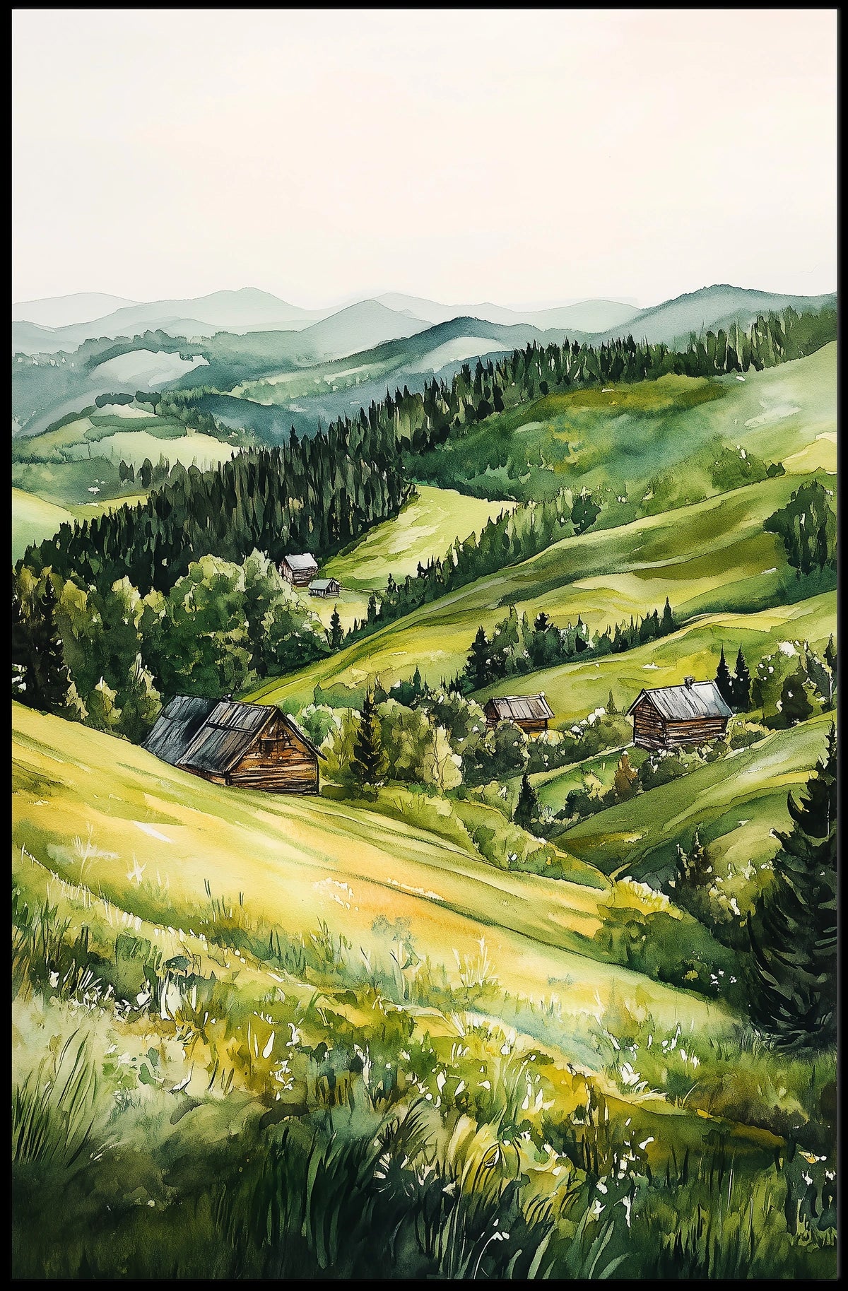 Ukraine Carpathian Mountains Countryside View Poster