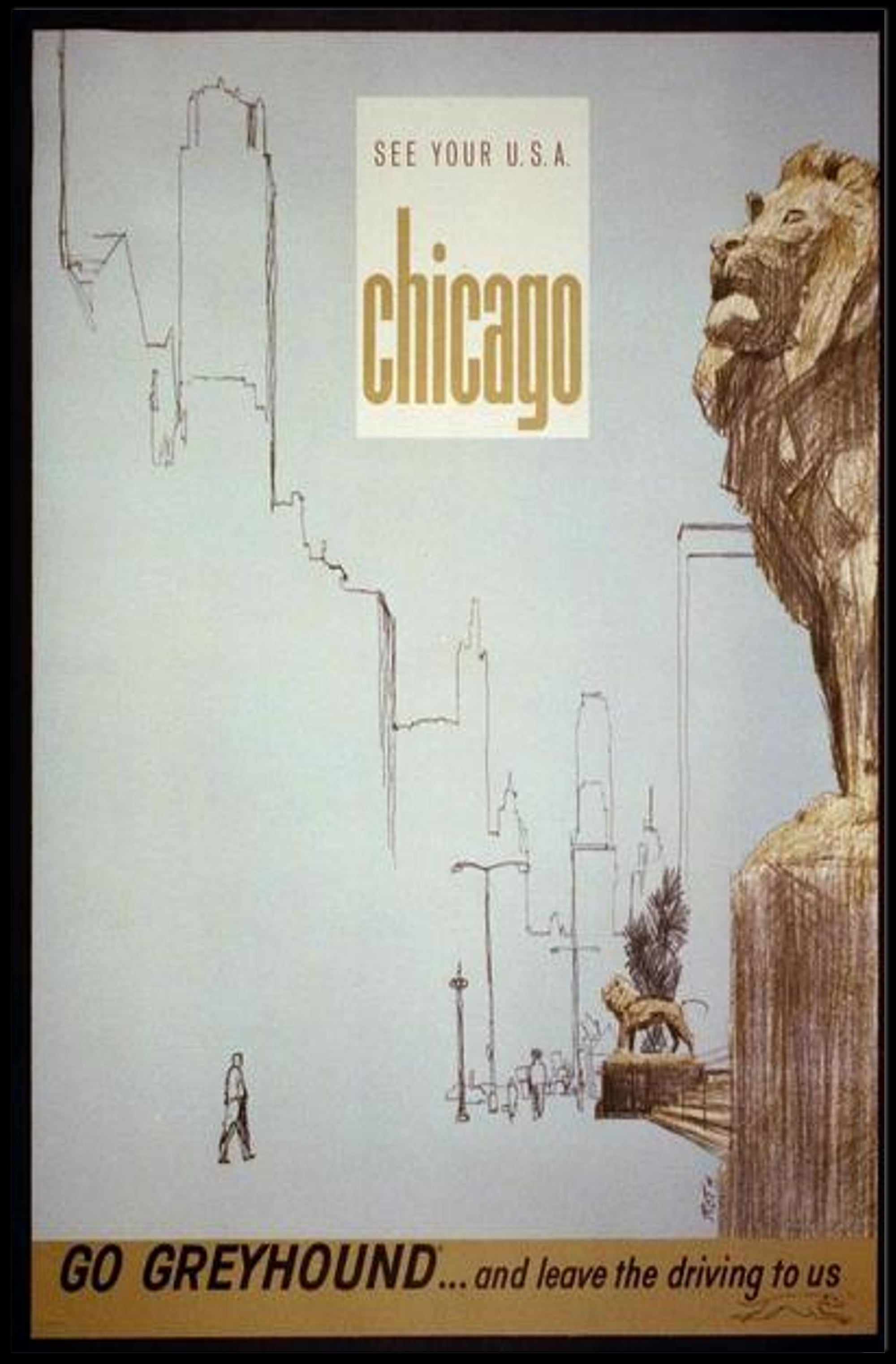 Explore Chicago with Greyhound Poster PosterGoat