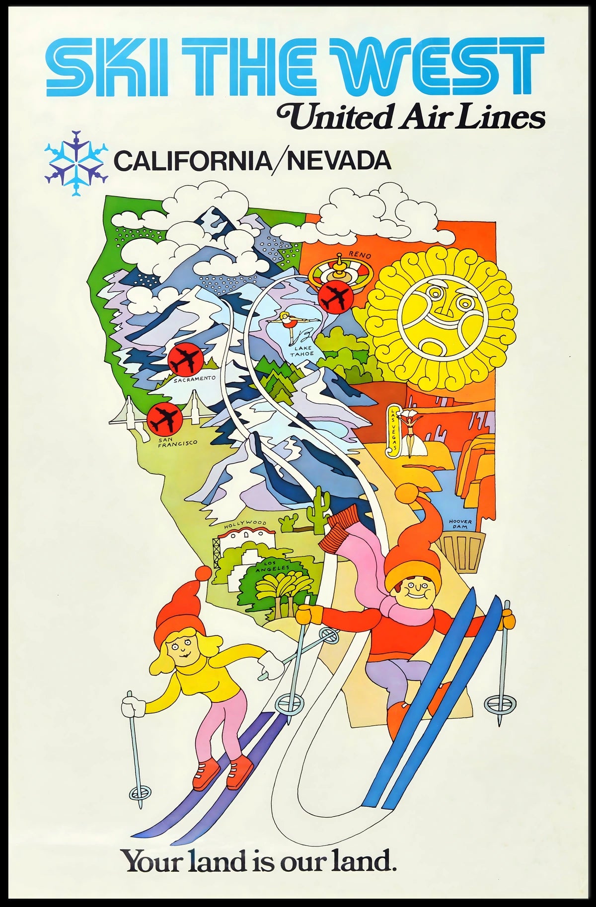 Ski The West United Air Lines Poster
