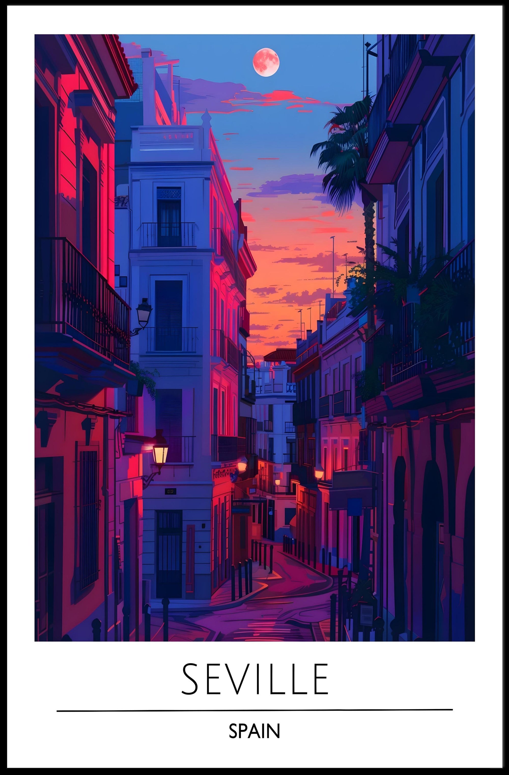 Seville Twilight Urban Escape Poster