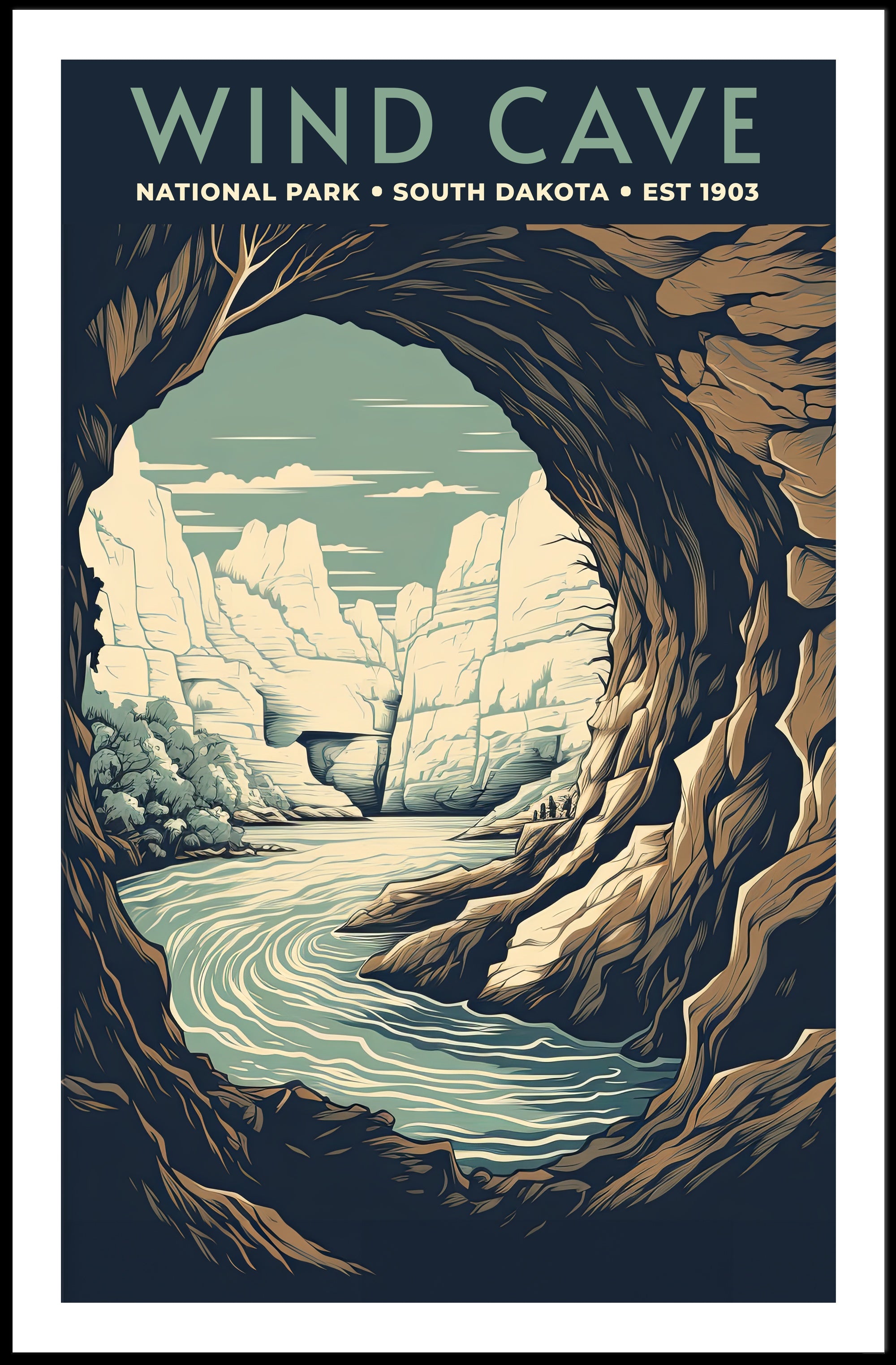 Wind Cave National Park Poster Vintage Print