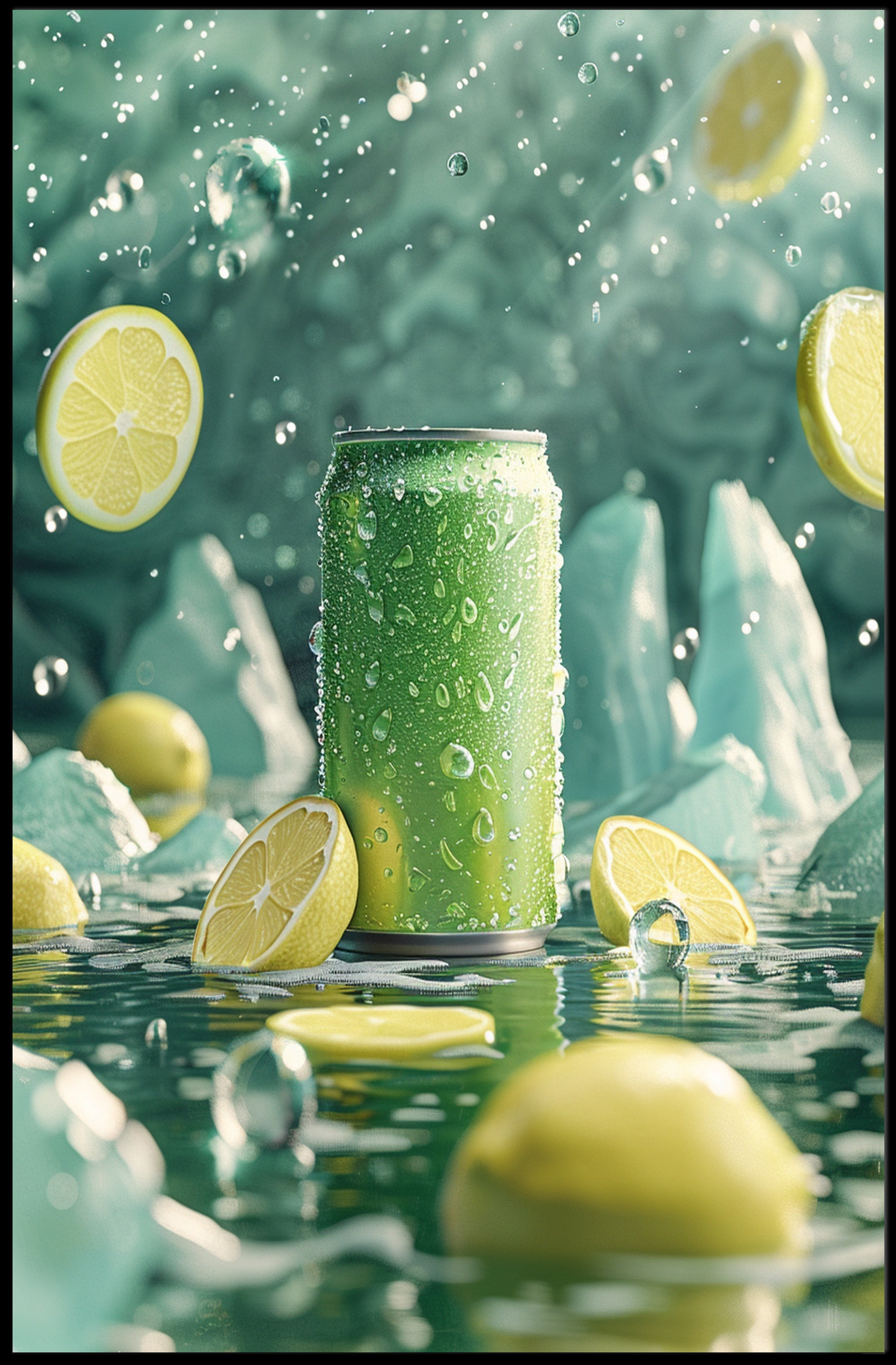 Refreshing Citrus Beverage Can Art Poster PosterGoat