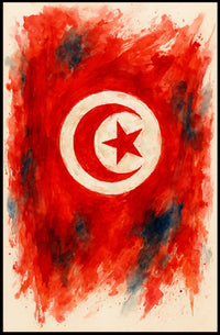 Radiant Abstract Tunisian Flag Interpretation Evoking Wanderlust Home Decor Art Poster