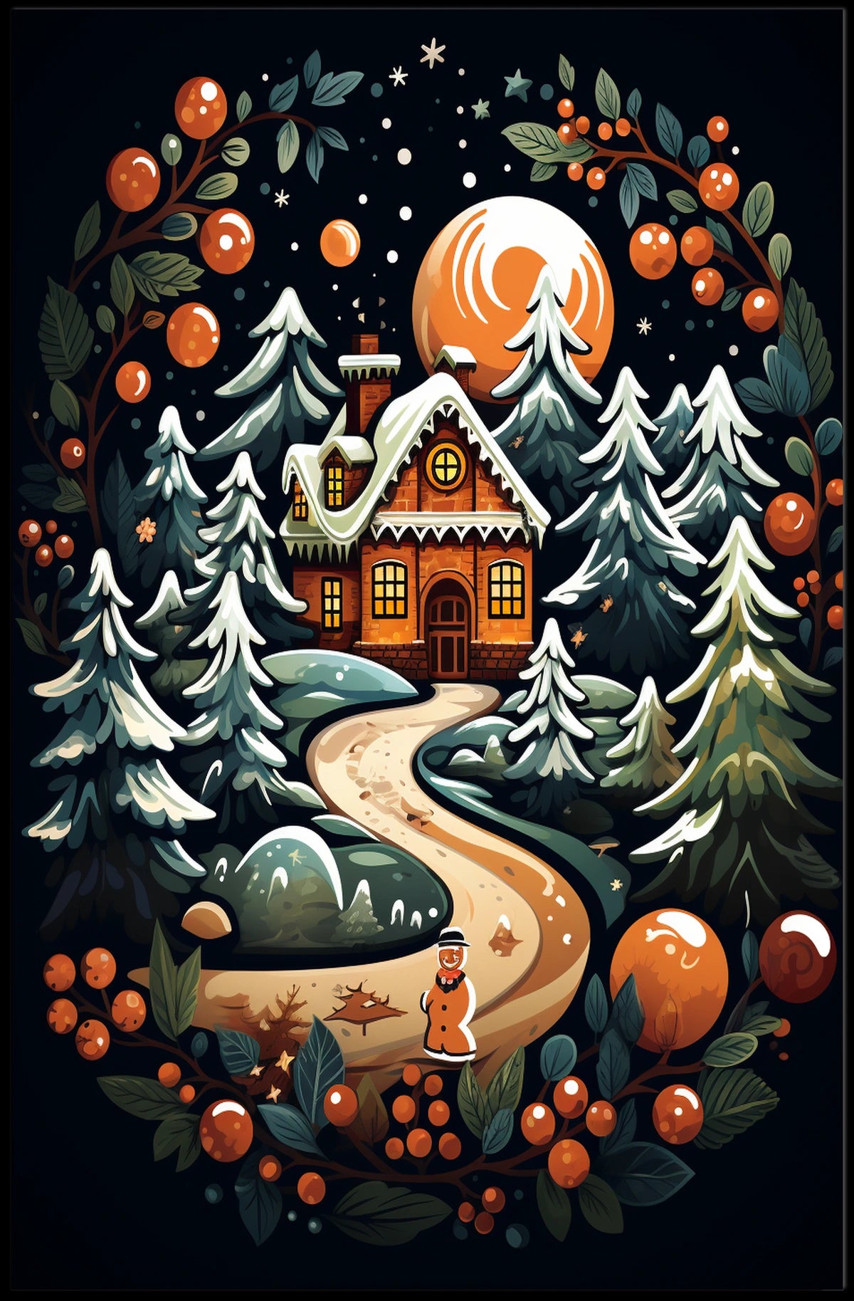 Winter Wonderland Cottage Poster