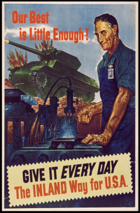WWII Industrial Support Poster Emphasizing American War Effort