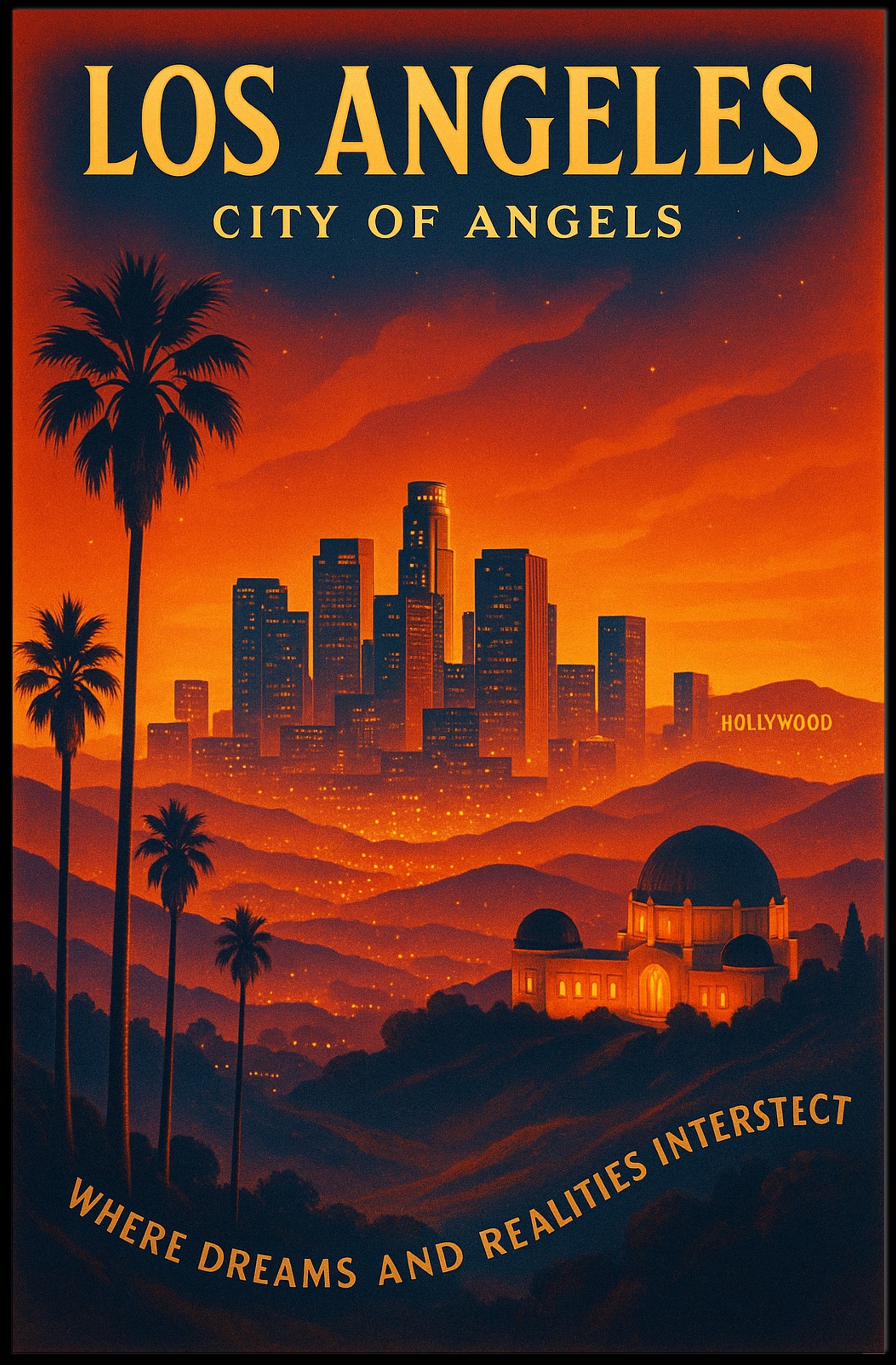 Los Angeles Dreamscape Vintage Travel Poster