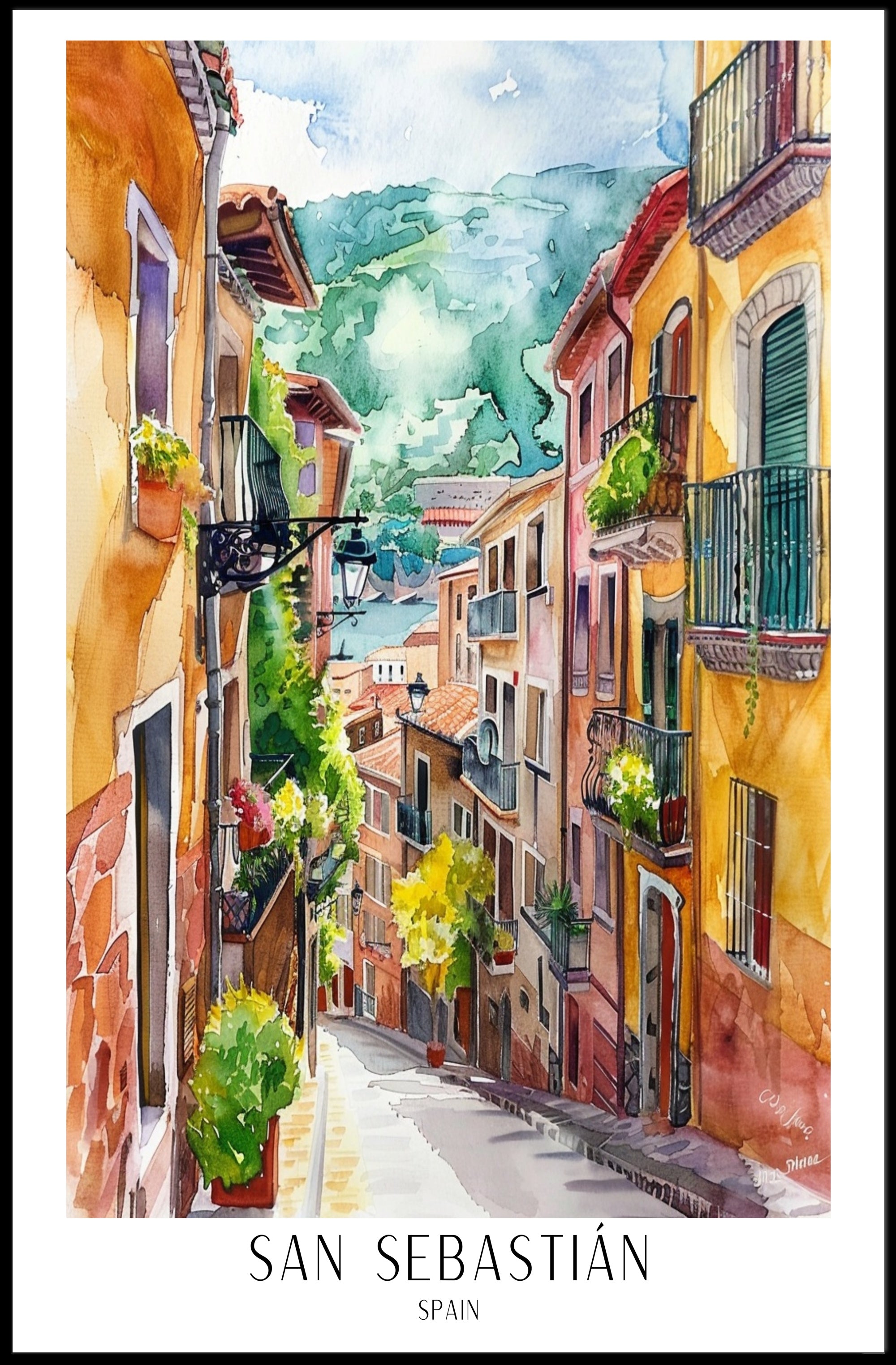 San SebastiΓ‘n Street Scene Poster PosterGoat