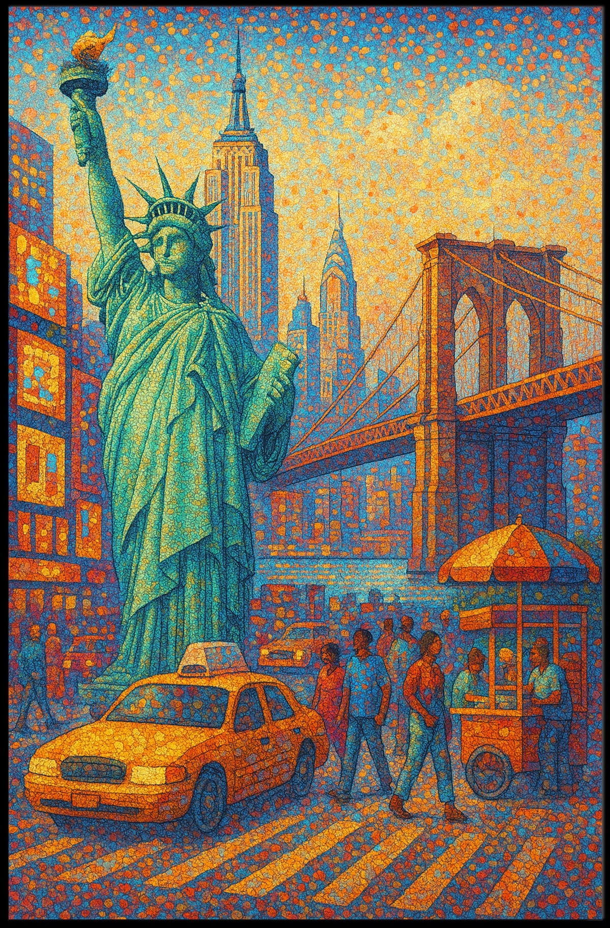 New York City Poster Abstract Mosaic Colorful Wall Art