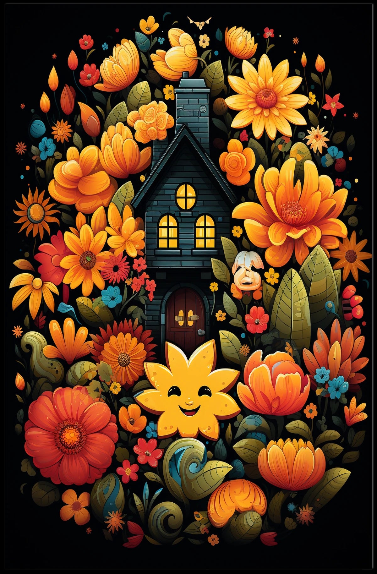 Enchanted Floral Cottage Poster