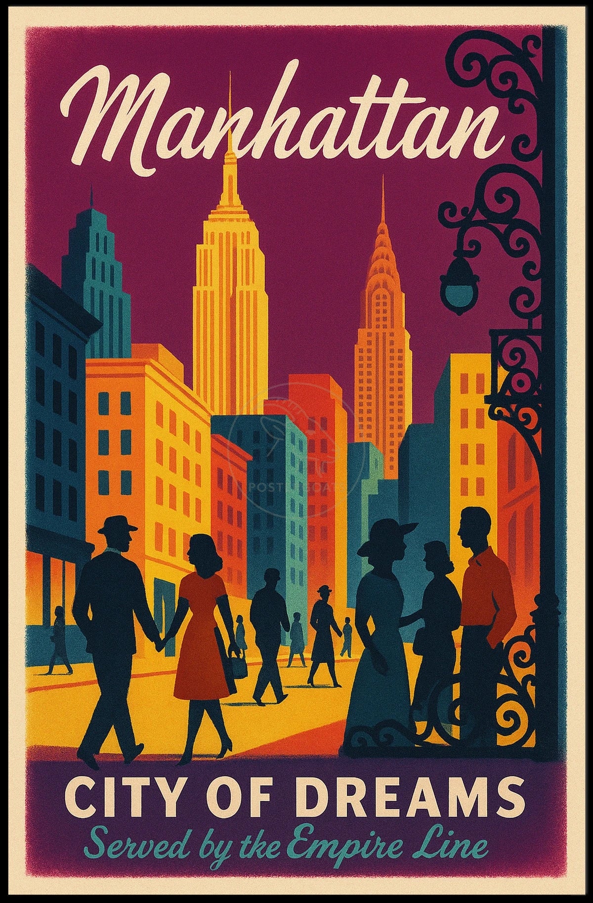 Manhattan City of Dreams Vintage Travel Poster