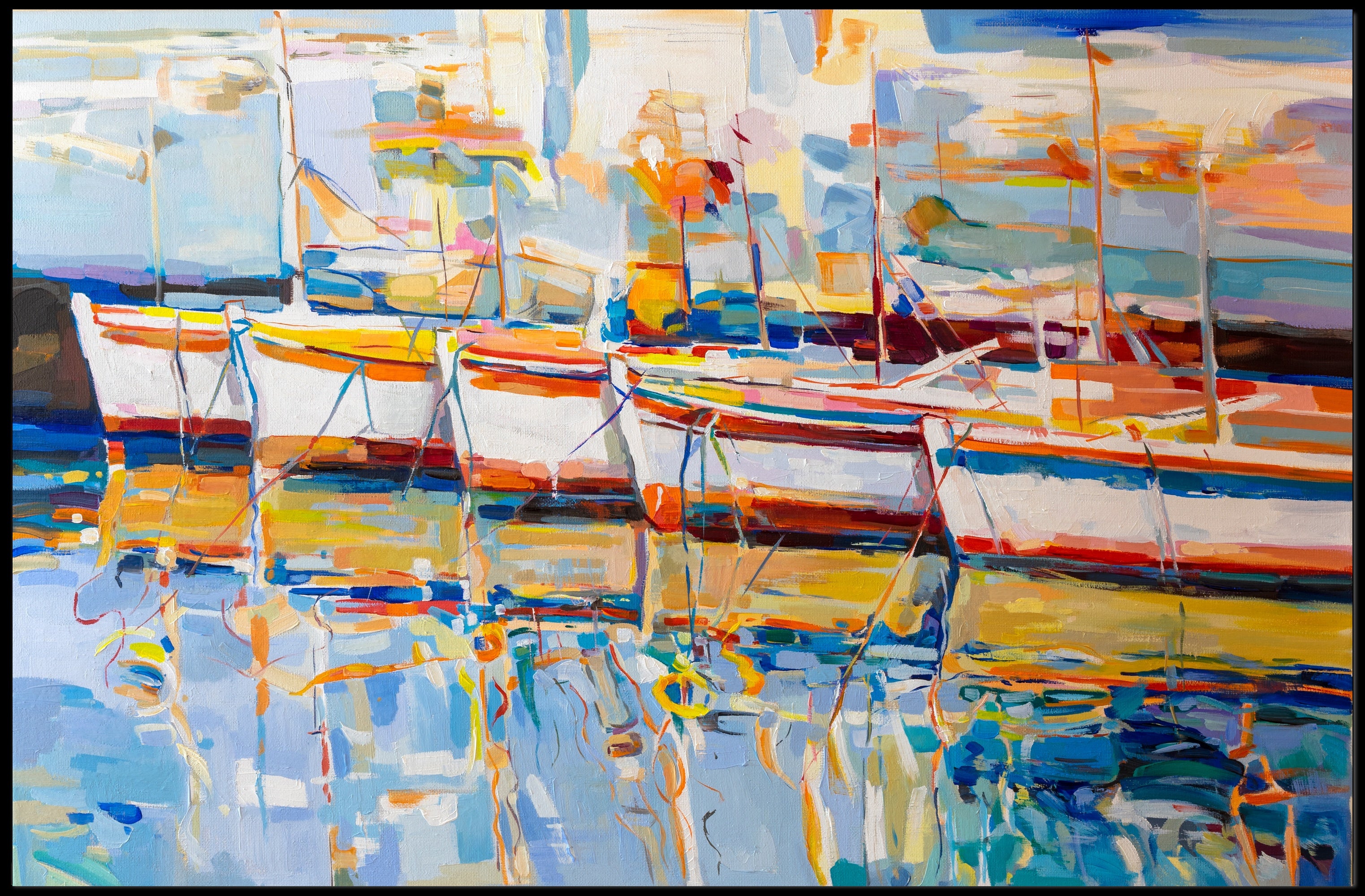 Vibrant Harbor Reflections Poster