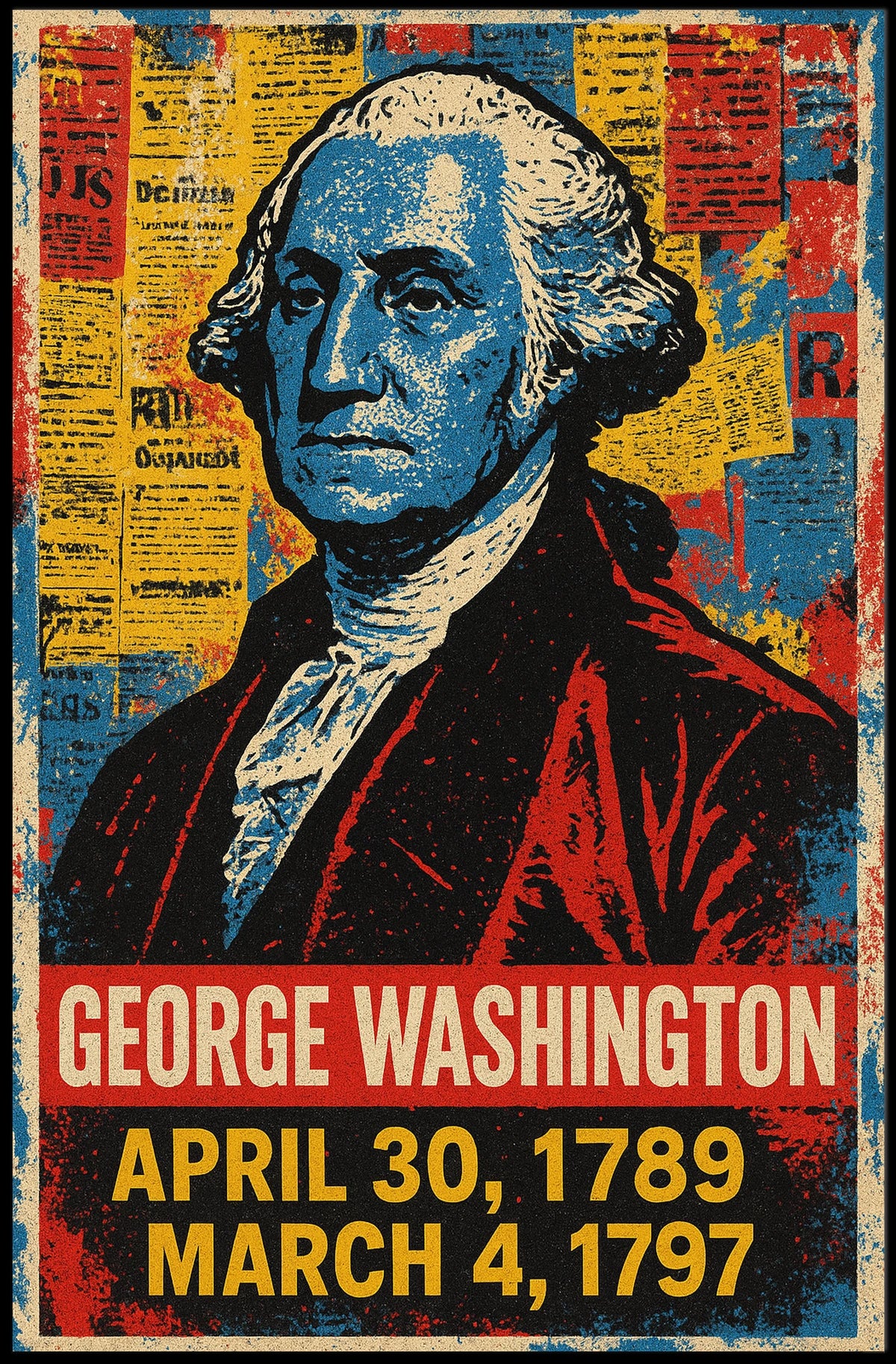 George Washington 1st President of the United States Street Art Mashup Poster