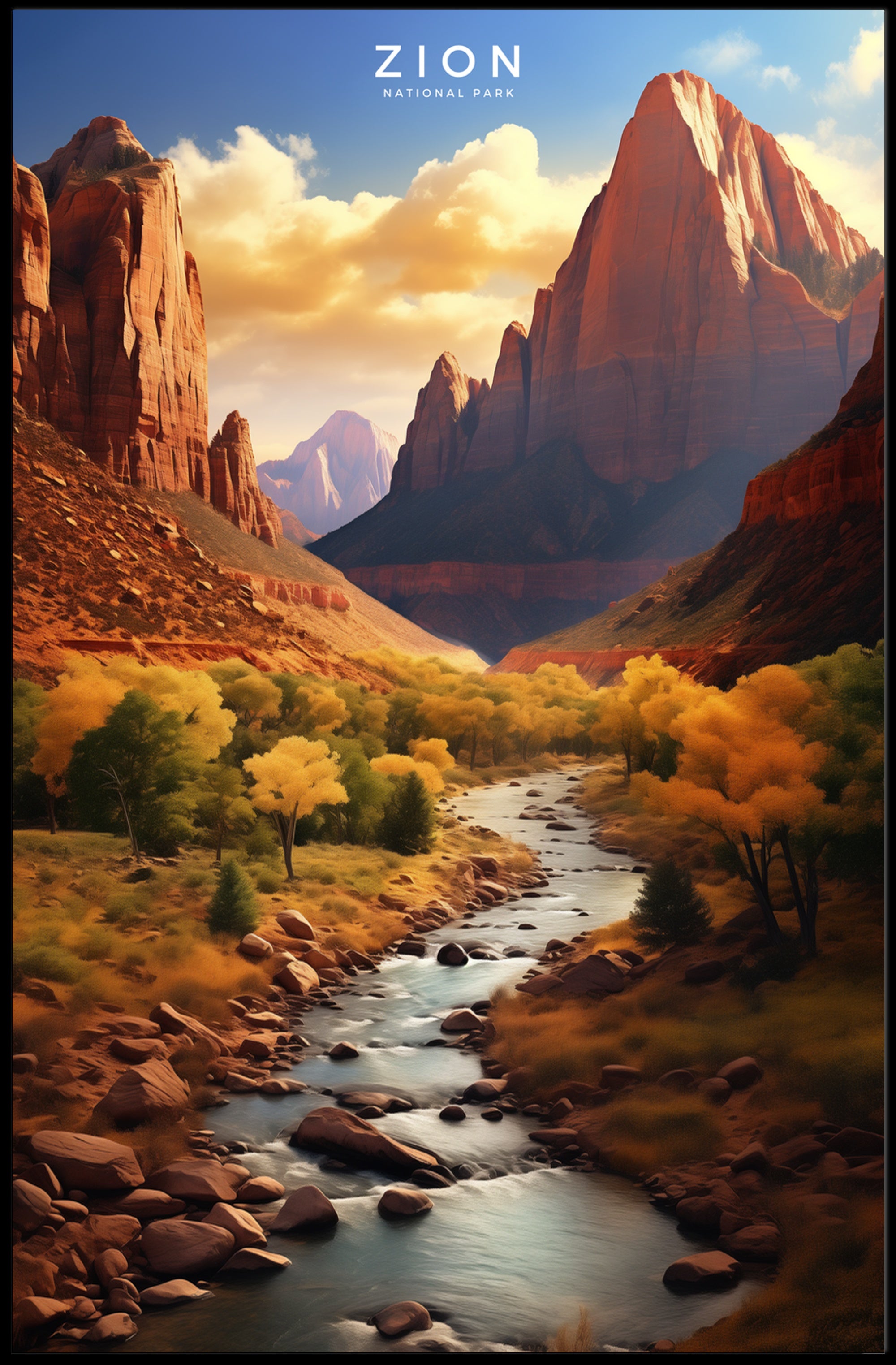 Zion National Park Scenic Travel Poster Print