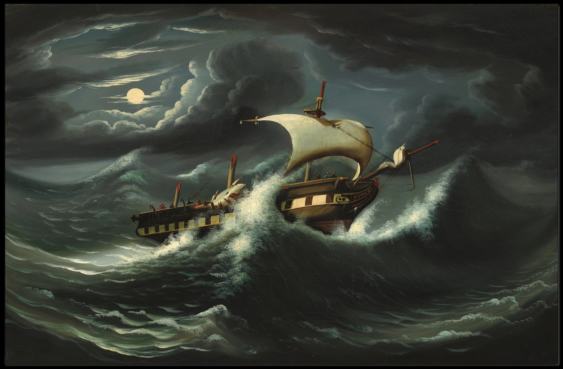 Dramatic Sailing Adventure Under Moonlit Skies Poster